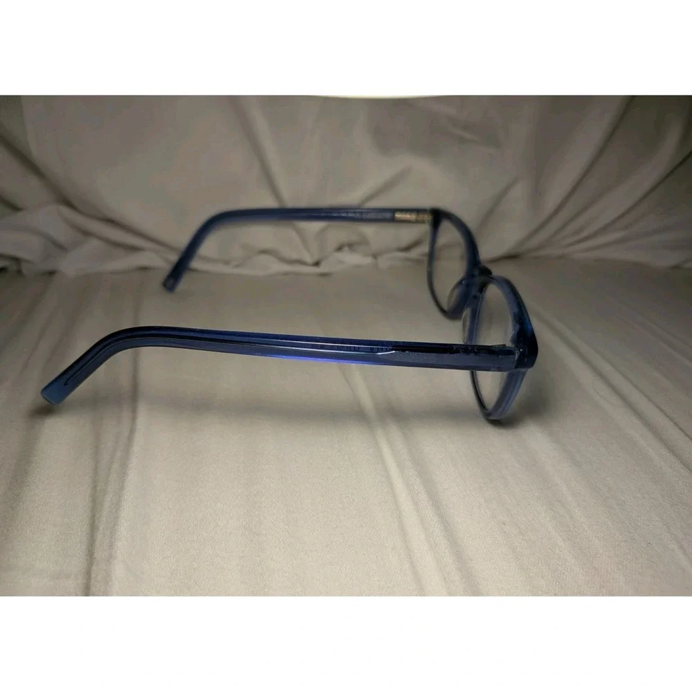 Warby Parker WP Blue Gray Clear Oval Frame Eyeglasses Lyle‎ 370 47 18 140